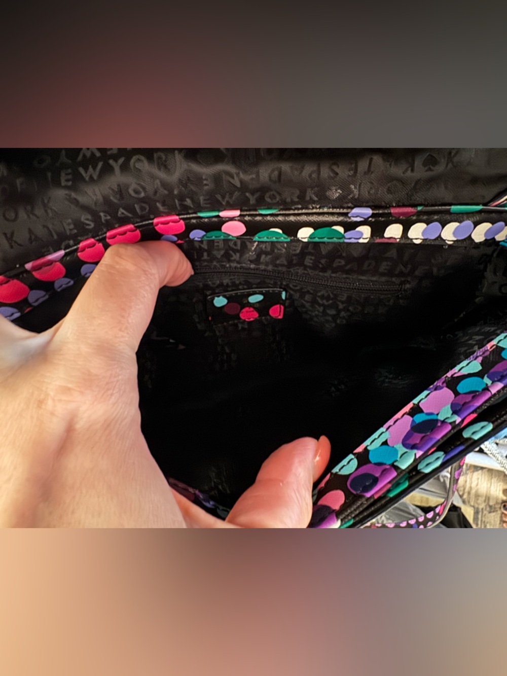 kate spade Black Multicolor Dot Print Crossbody - Picture 3 of 4